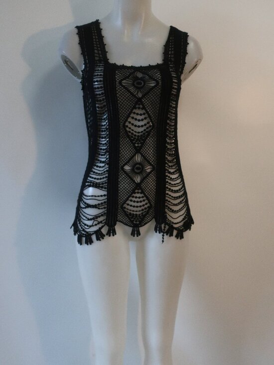 XCVI Tops - Womens XCVI Black Crochet Tank Top Sz 1/S